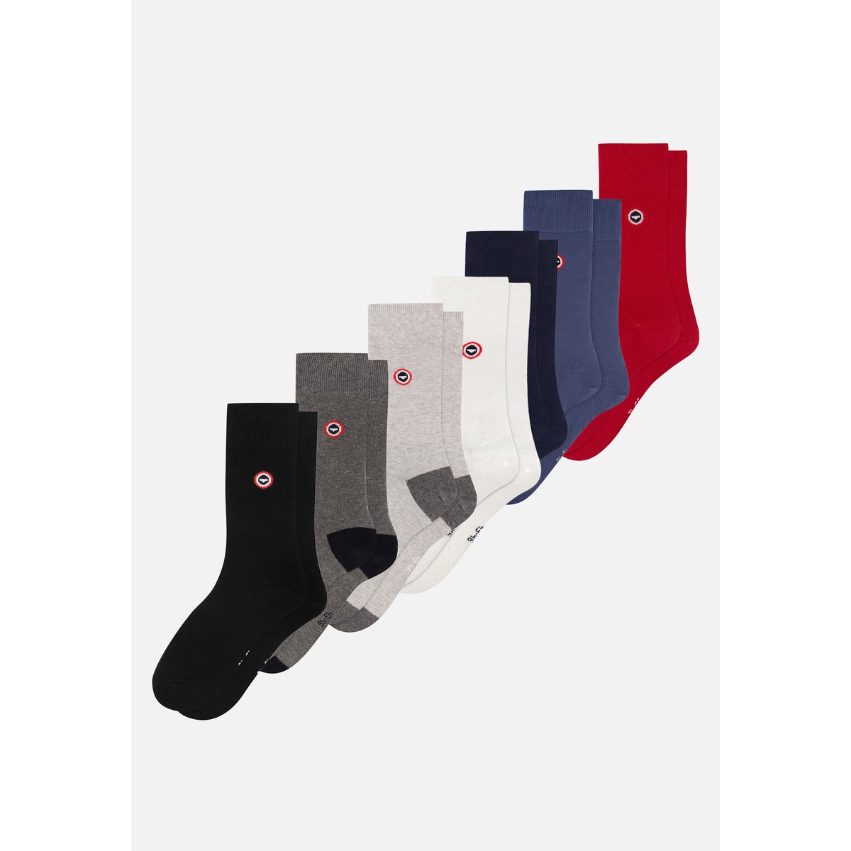 Lot de 7 chaussettes mi-hautes en coton Robuste gris anthracite noir gris clair noir rayures blanc marine acier, LE SLIP FRANCAIS