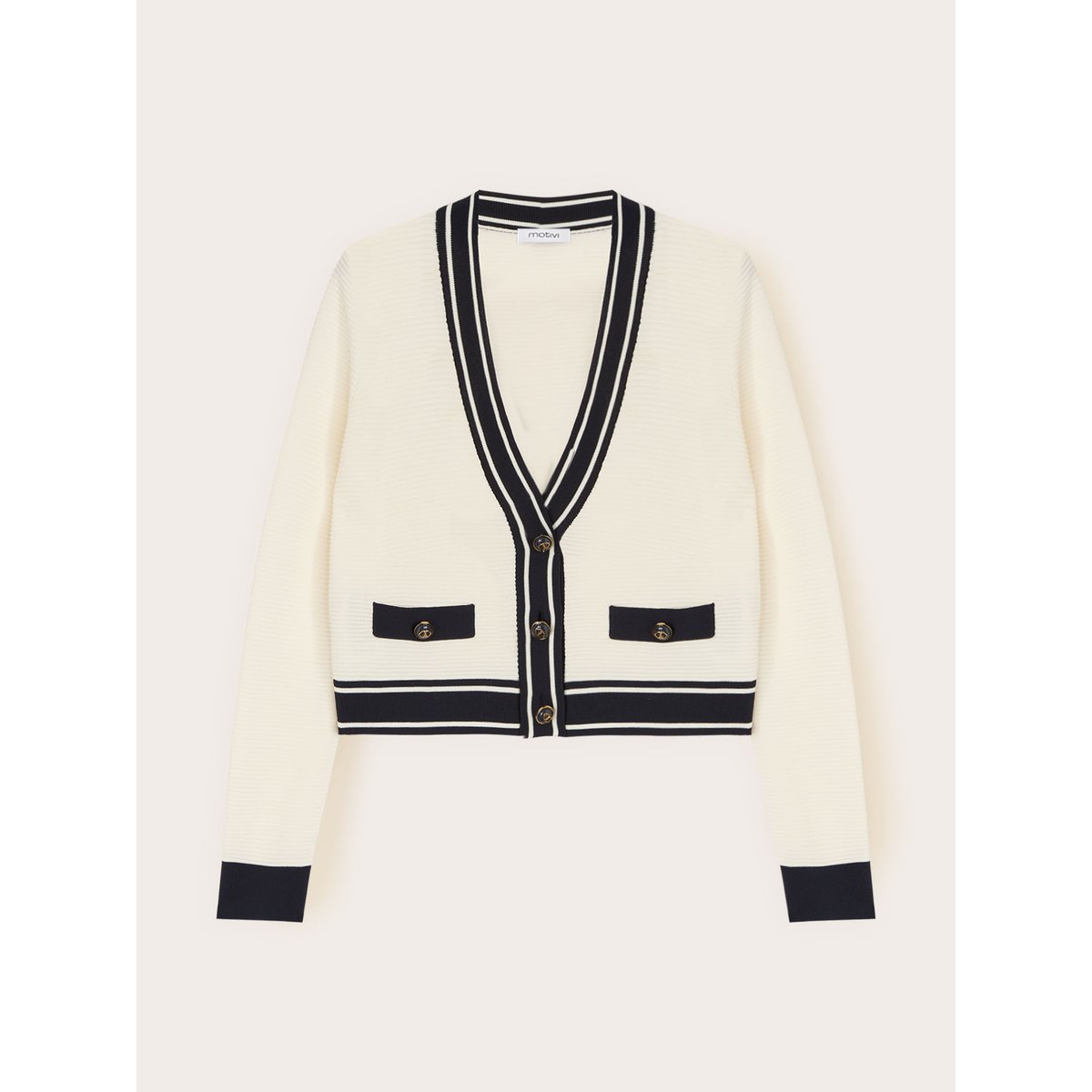 Cardigan avec bordures contrastées blanc, MOTIVI