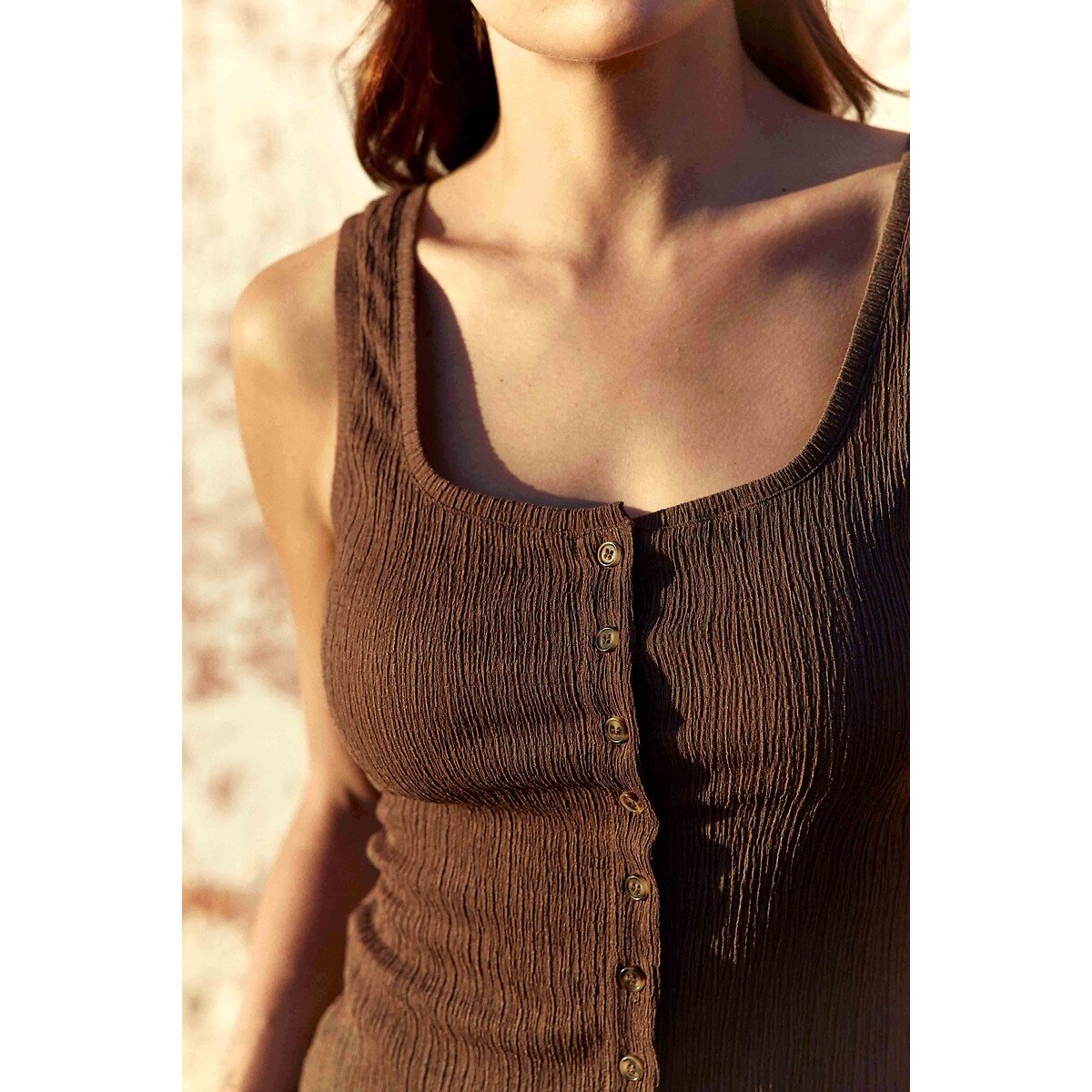 Camiseta de tirantes con botones, DARCIA marrón, LA PETITE ETOILE