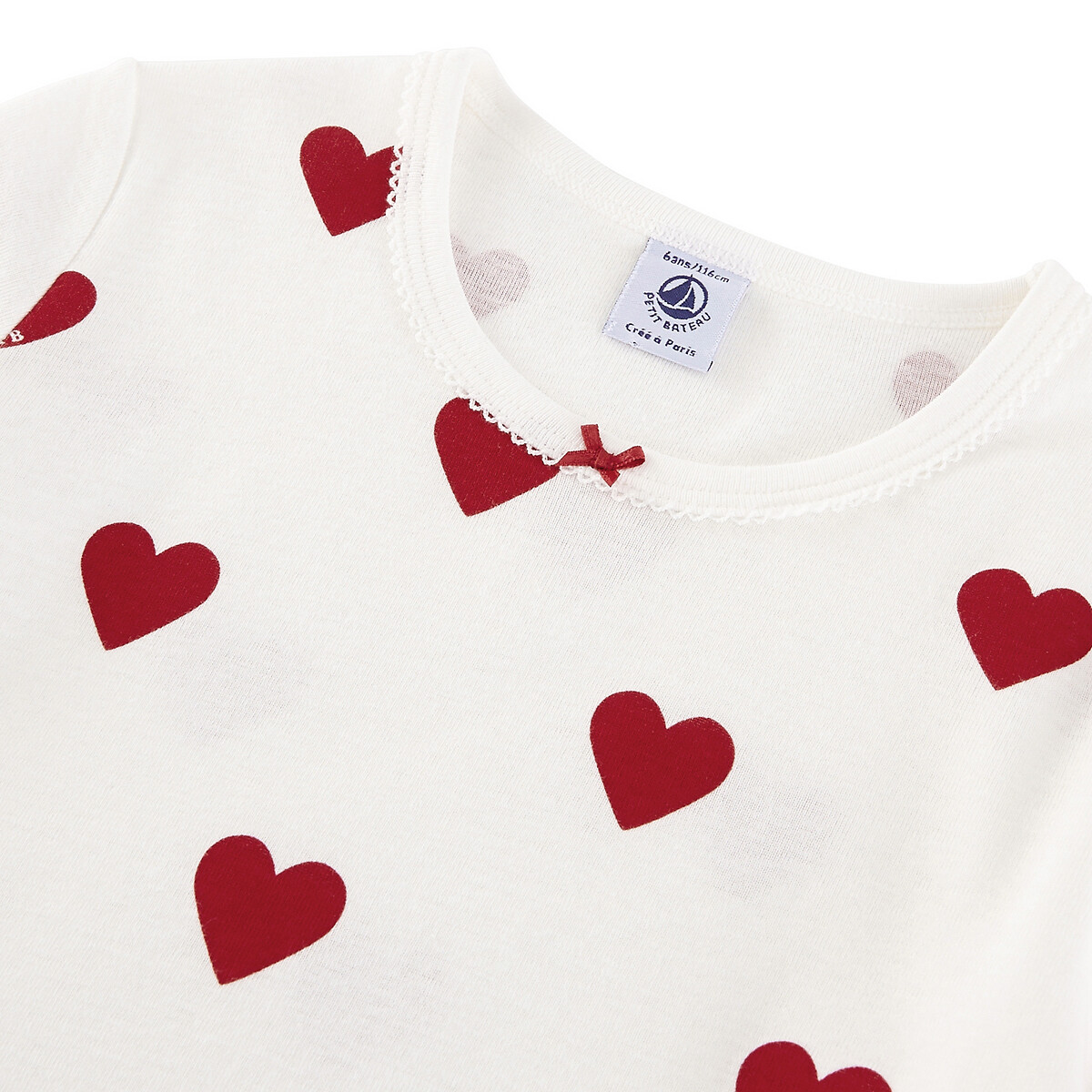 Camisa de dormir de mangas curtas estampado coração, PETIT BATEAU