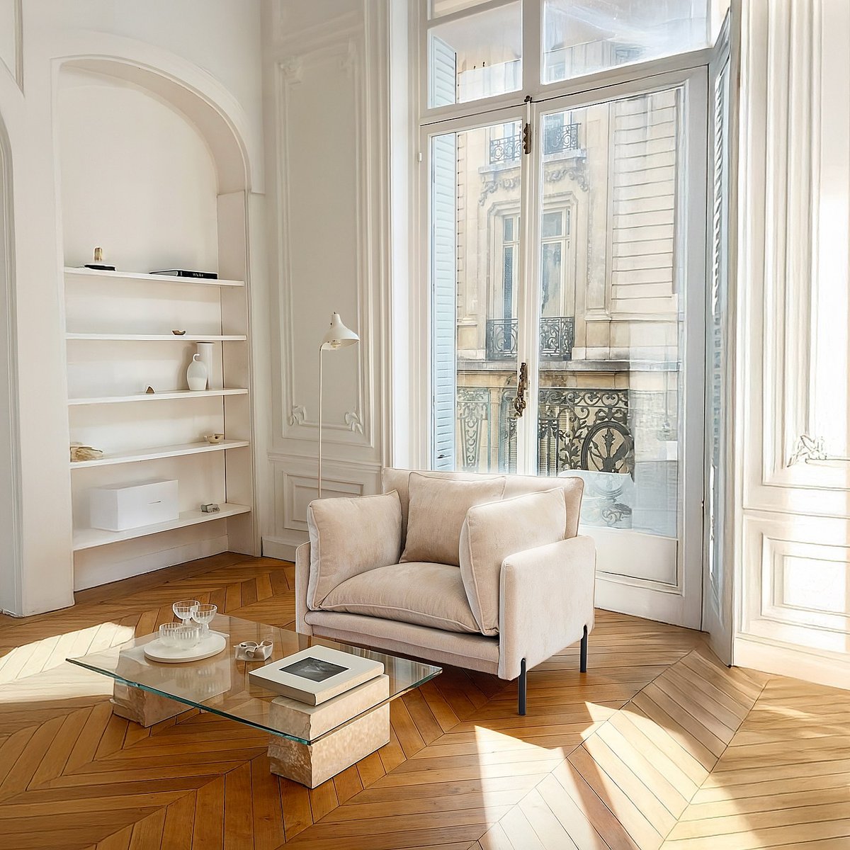 Fauteuil déhoussable en tissu garni de plumes FEATH ll taupe, HABITAT