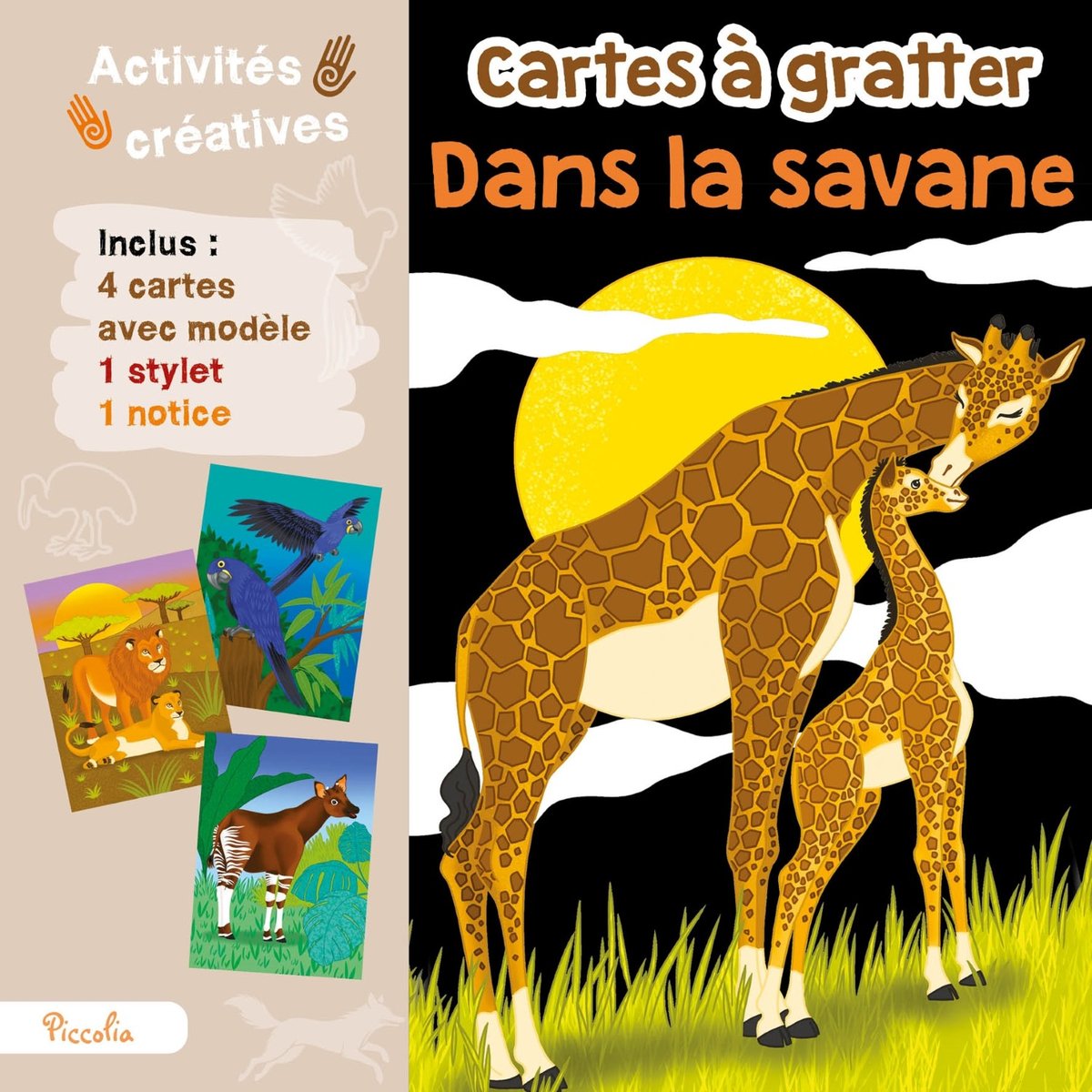 Cartes à gratter Dans la savane beige, PICCOLIA EDITIONS