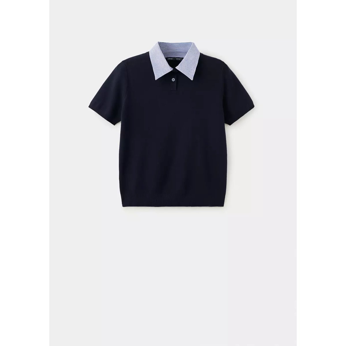 Pull col polo à rayures bleu marine foncé, MANGO