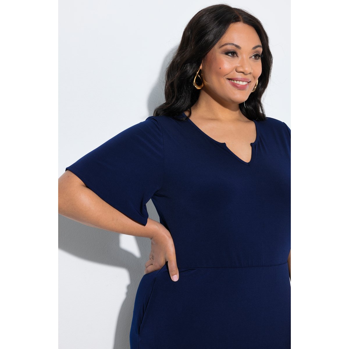 Robe maxi en jersey marine, ULLA POPKEN