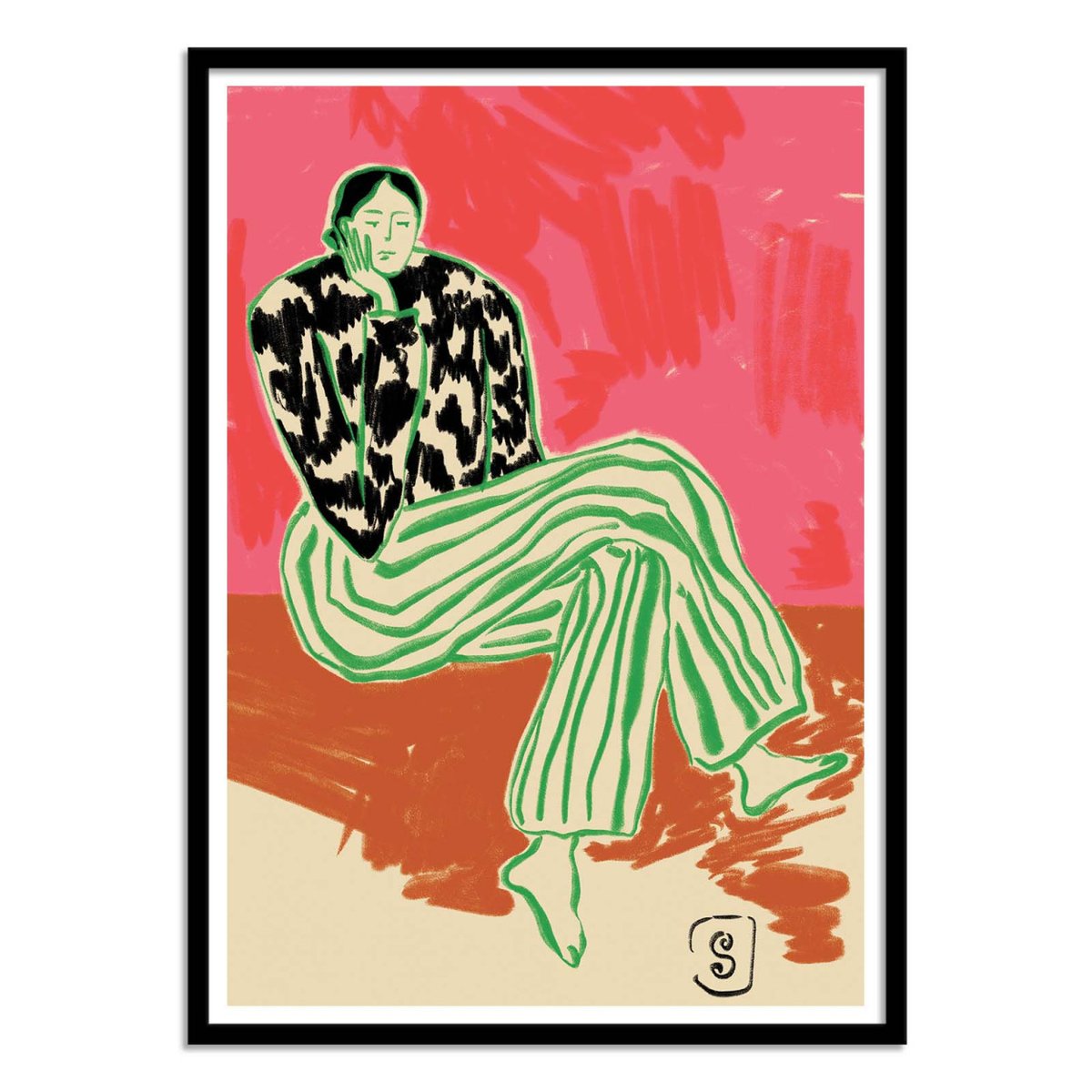 Affiche d'art - Calm Woman Portrait - Sandra Poliakov couleur unique, WALL EDITIONS