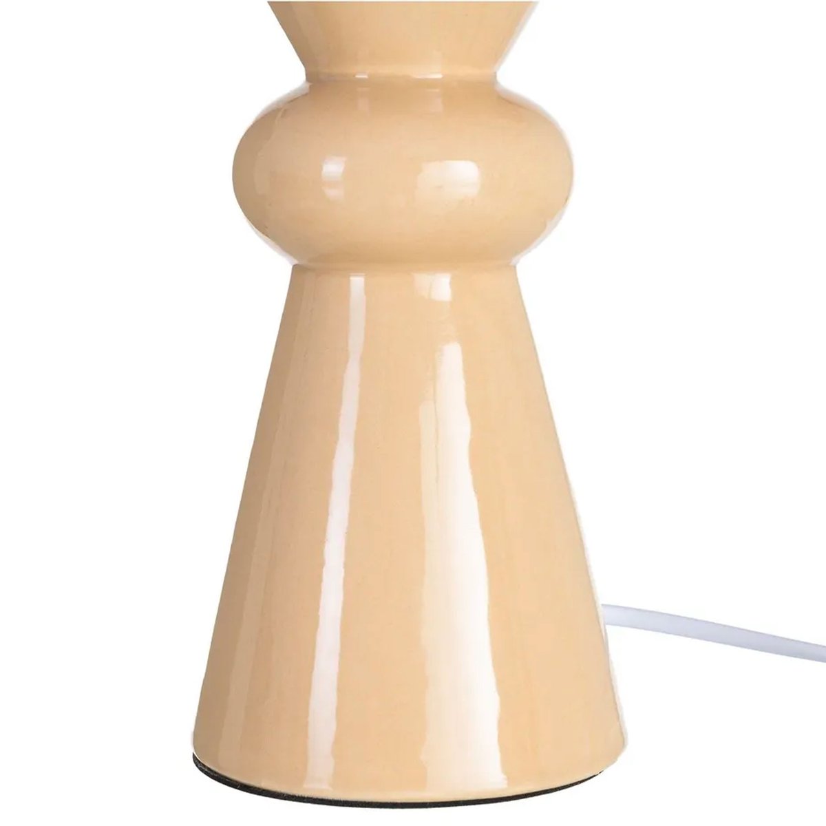 Lampe à poser céramique beige et abat-jour rayé marron 18x18x43cm beige, WADIGA