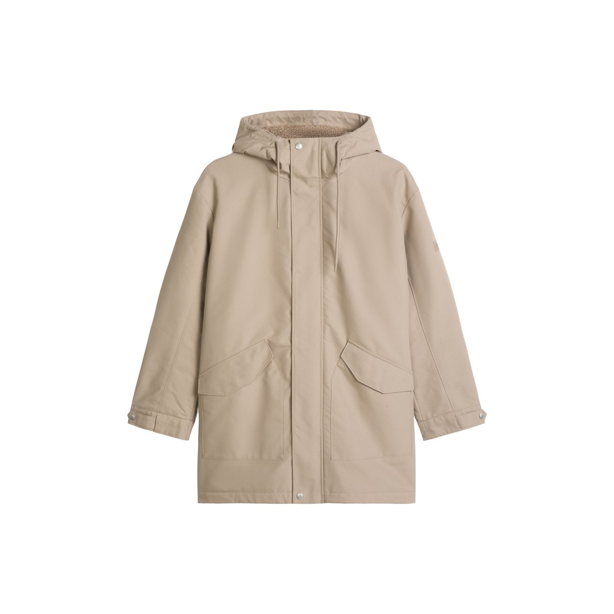 Veste à capuche en toile, coupe regular avec doublure en peluche et rembourrage en Unifi REPREVE® beige, MARC O'POLO