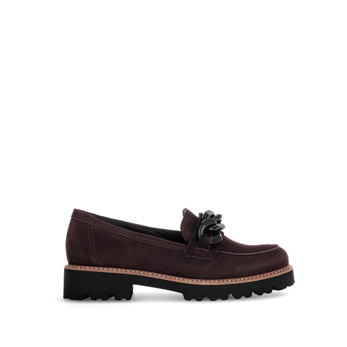 Mocassins en cuir à talon décroché marron velours, GABOR
