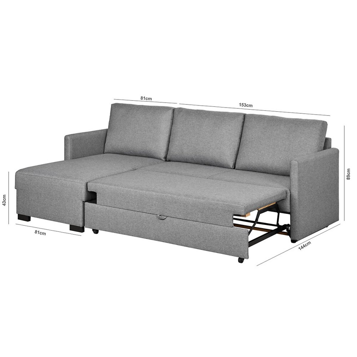 Sofá Justin, Bege, de 3 Lugares reversível, Lourini® cinzento, LOURINI