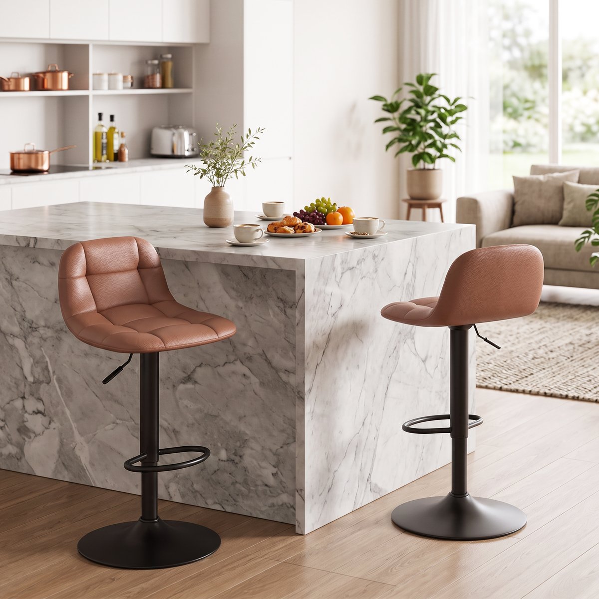 Tabouret de bar PU Marron marron foncé, noir, HOMCOM