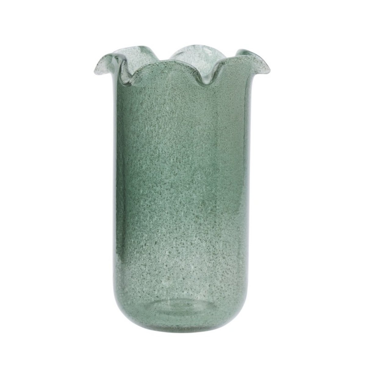 Vase verre bullé bord plissé vert jade, MADAM STOLTZ