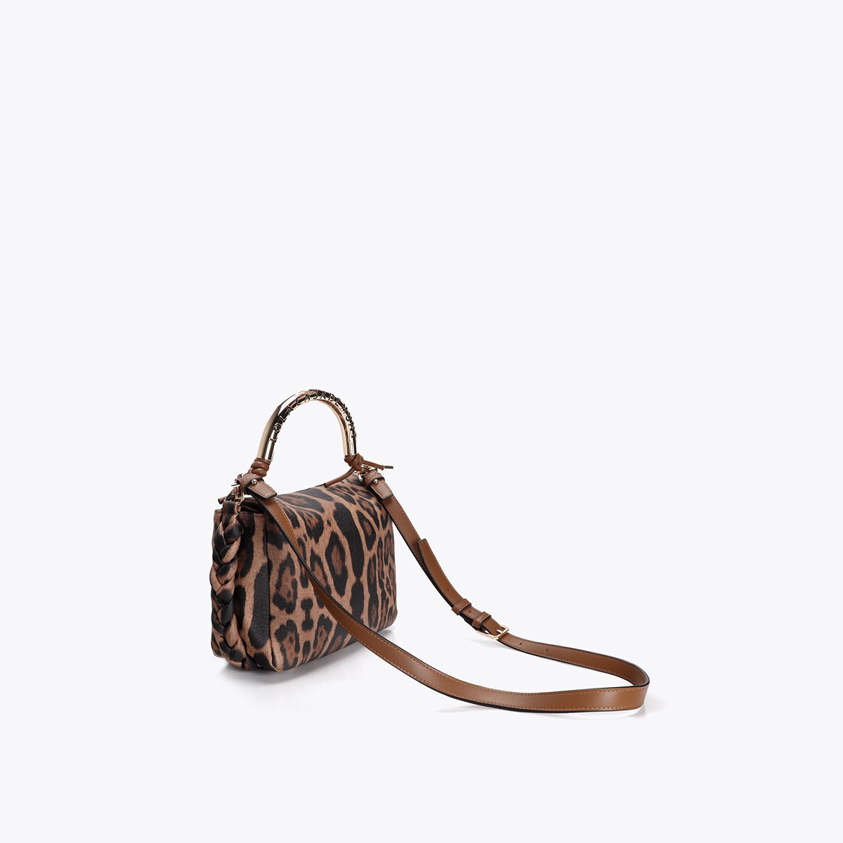 Sac à bandoulière imprimé léopard à logo métallique léopard, LOLA CASADEMUNT