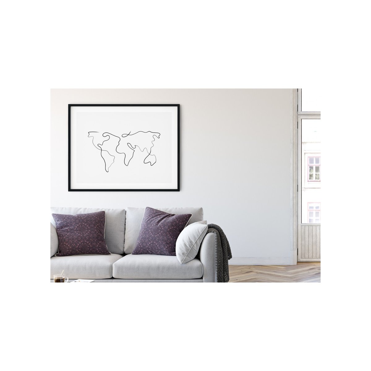 Affiche Line Art World blanc, L'AFFICHERIE