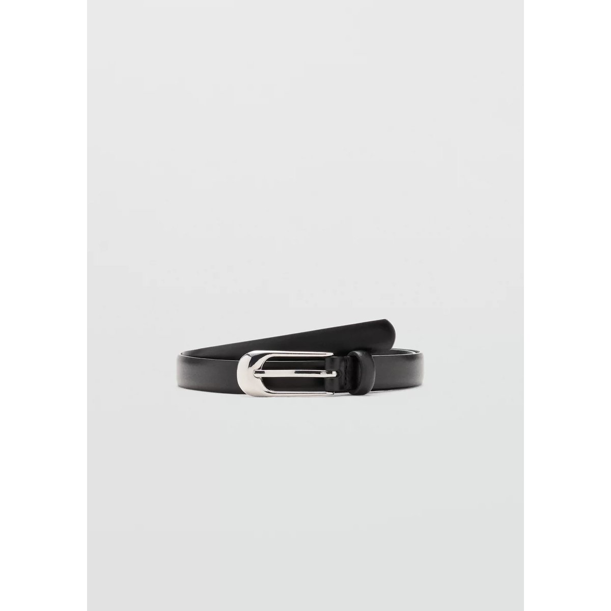 Ceinture cuir boucle noir, MANGO