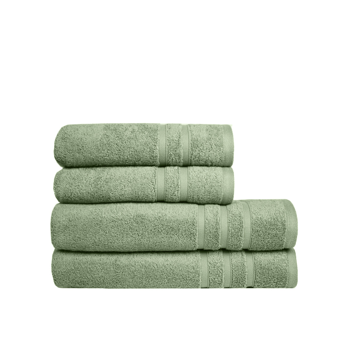 Ensemble coton bio 4 pièces ORGANIKA (2 serviettes + 2 draps de bain) sauge, SENSEI MAISON