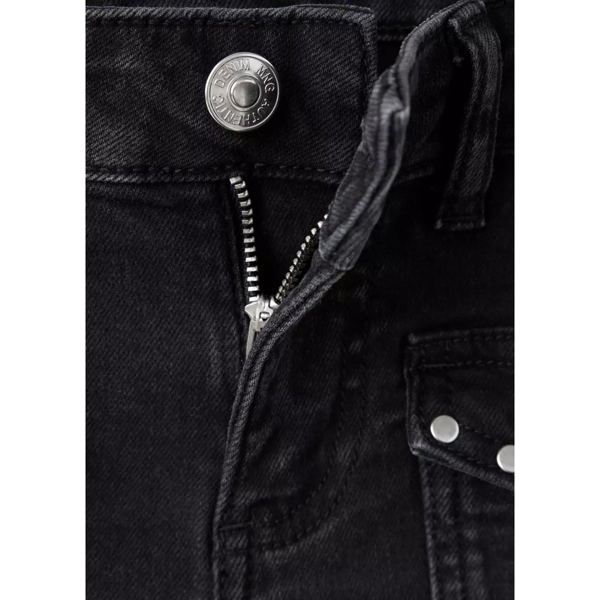Jean flare clouté black denim, MANGO TEEN