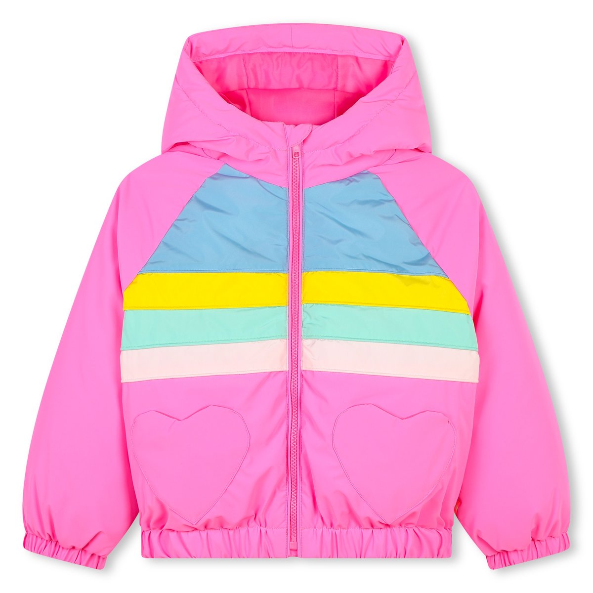 Doudoune multicolore à capuche rose flash, BILLIEBLUSH