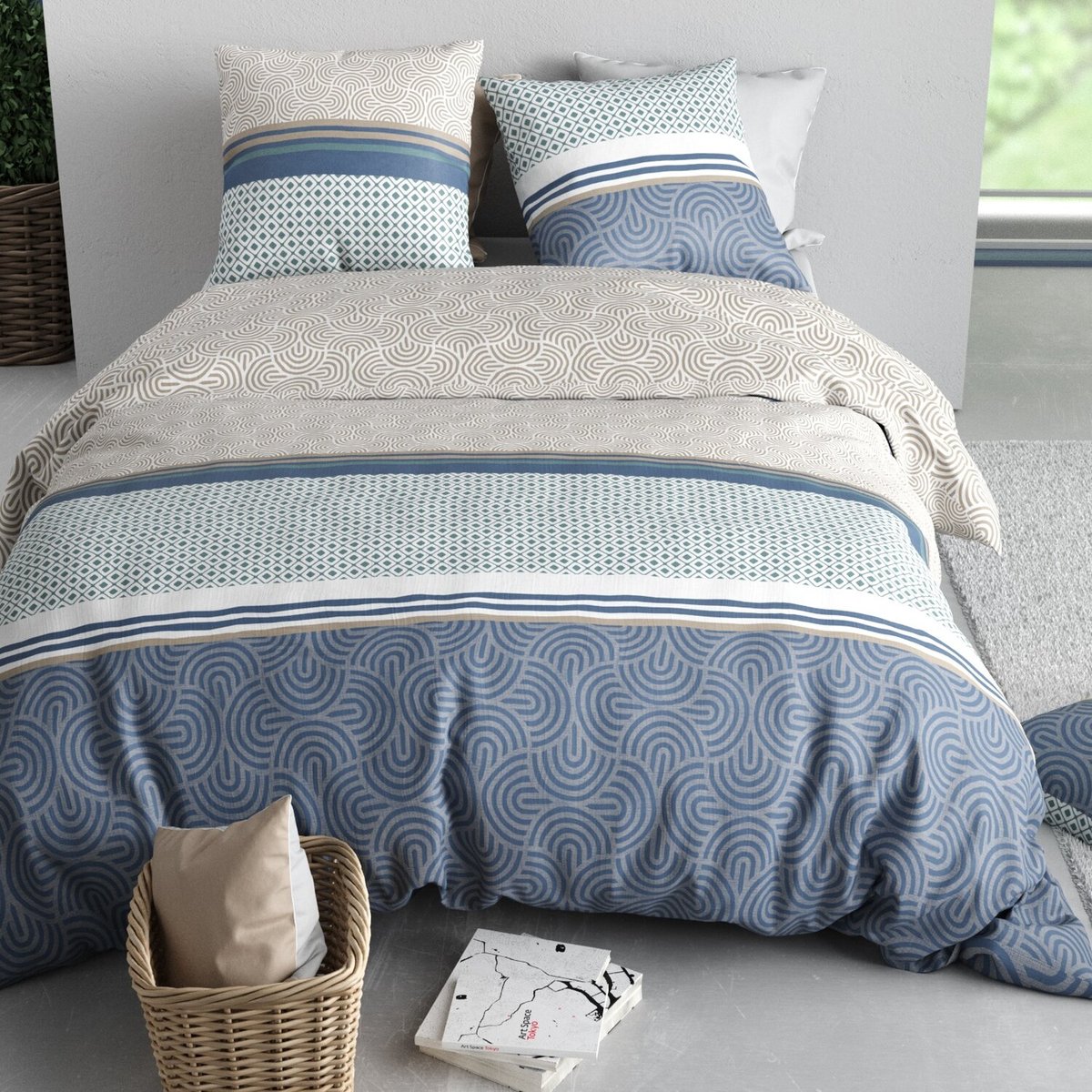 Parure housse de couette en coton imprimée, Canopee multicolore, ATELIER DU COTON