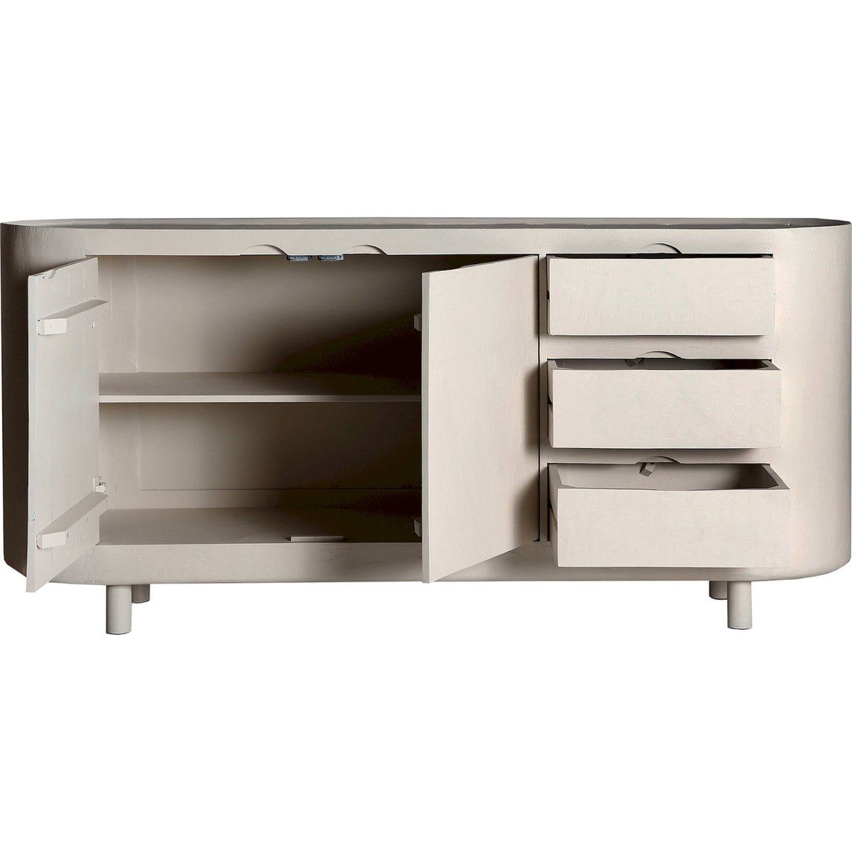 Buffet contemporain en bois de manguier blanc cassé bois naturel, RECOLLECTION