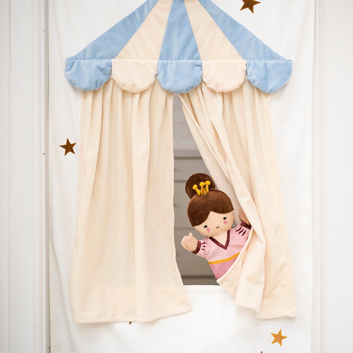 Théâtre de marionnettes pour porte LEGENDE blanc cassé, PETITE AMELIE