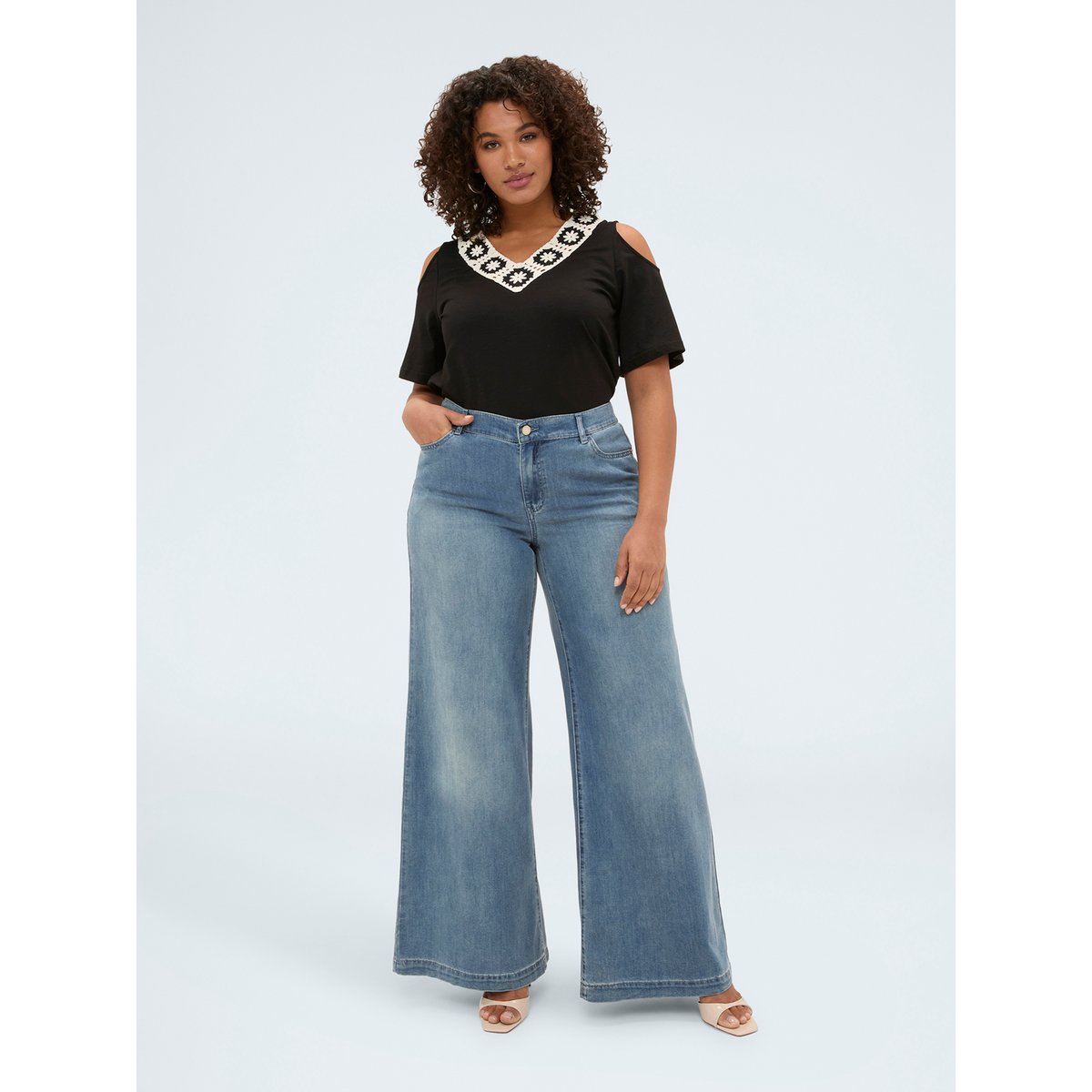 Jean Wide Leg délavé bleu, FIORELLA RUBINO