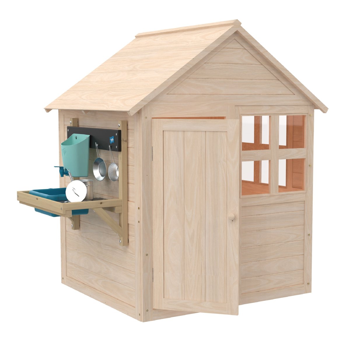 Maisonnette avec plancher et cuisine BOUTON D'OR COTTAGE marron - bleu, TP TOYS