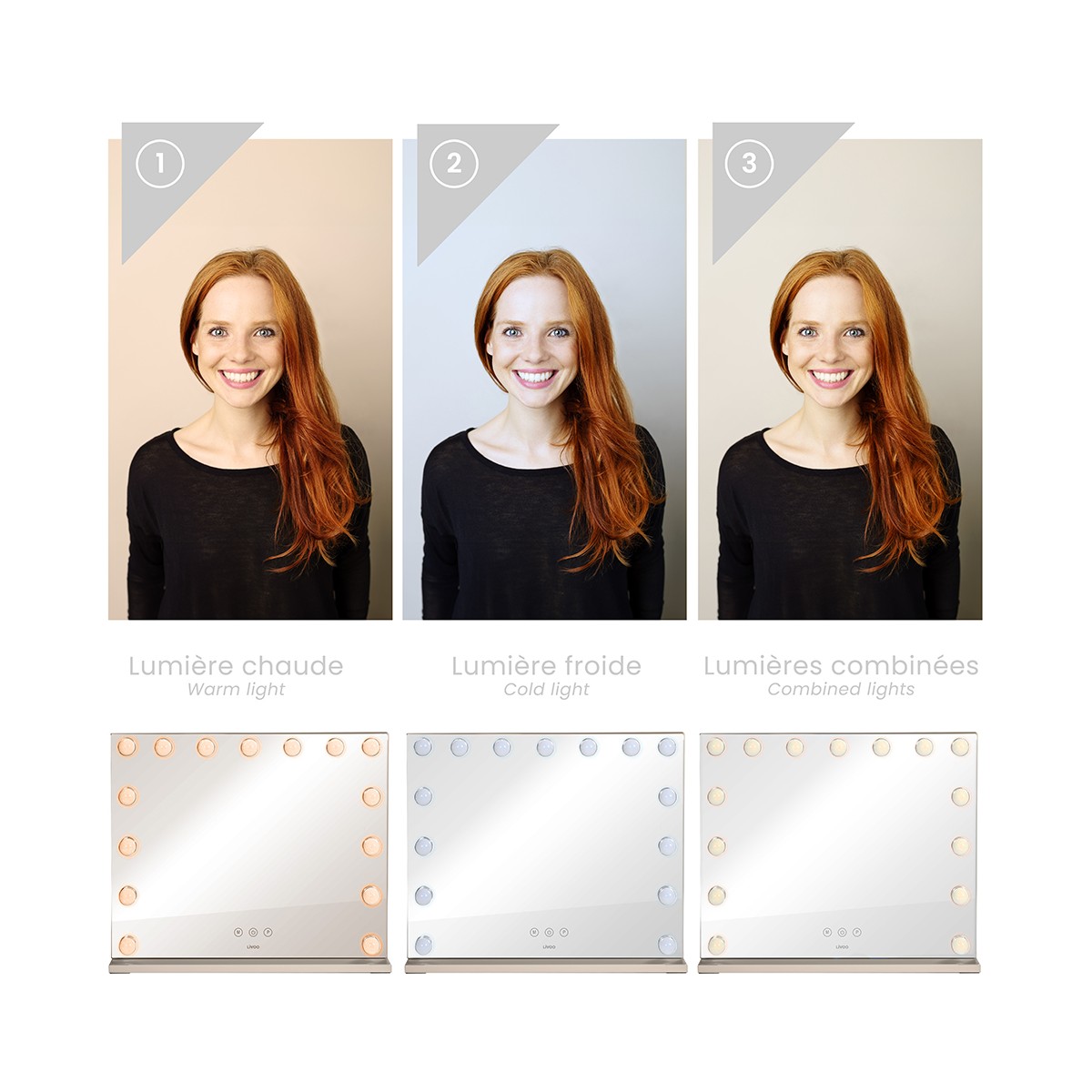 Miroir de maquillage Hollywood couleur unique, LIVOO