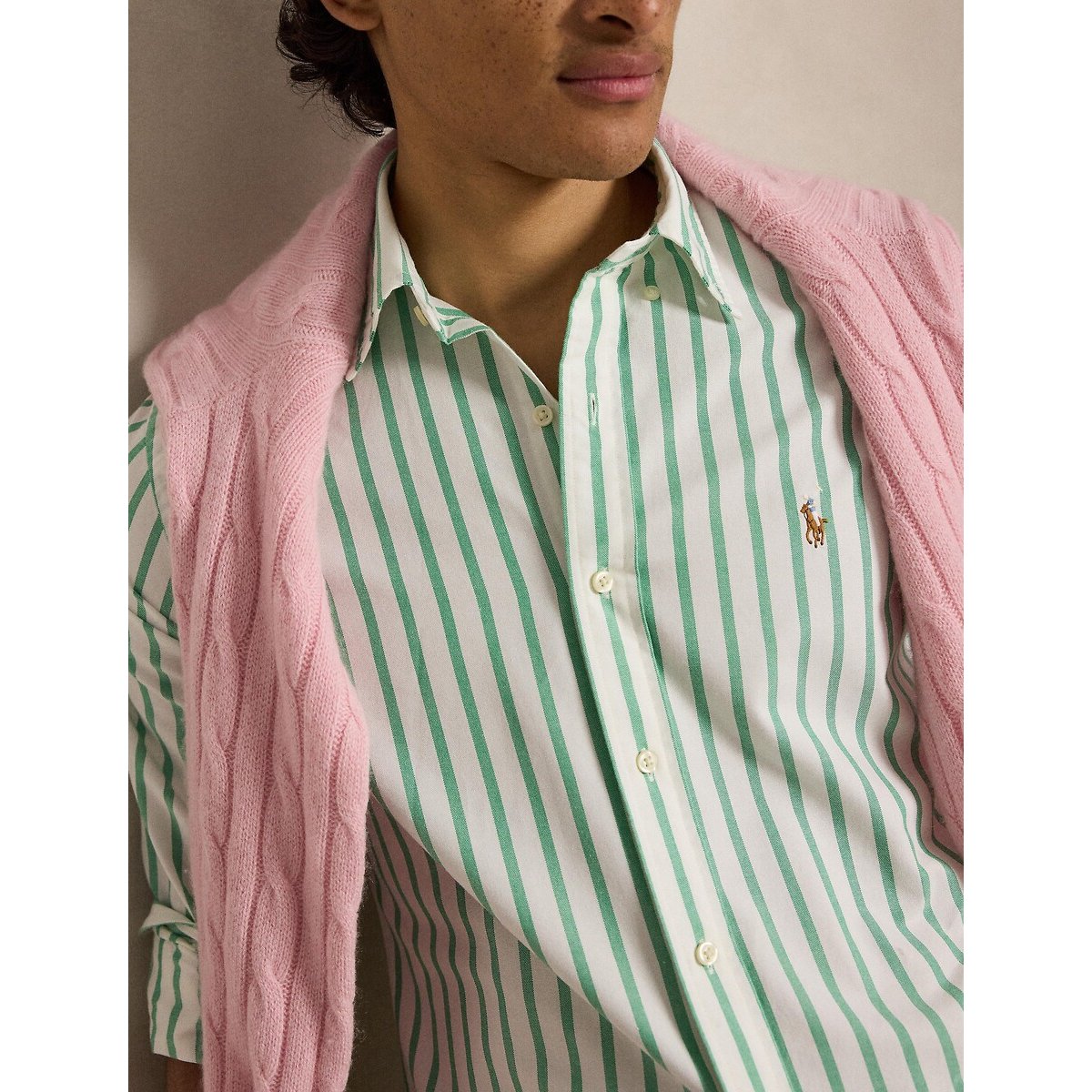 Chemise Oxford à rayures Custom Fit vert/blanc, POLO RALPH LAUREN