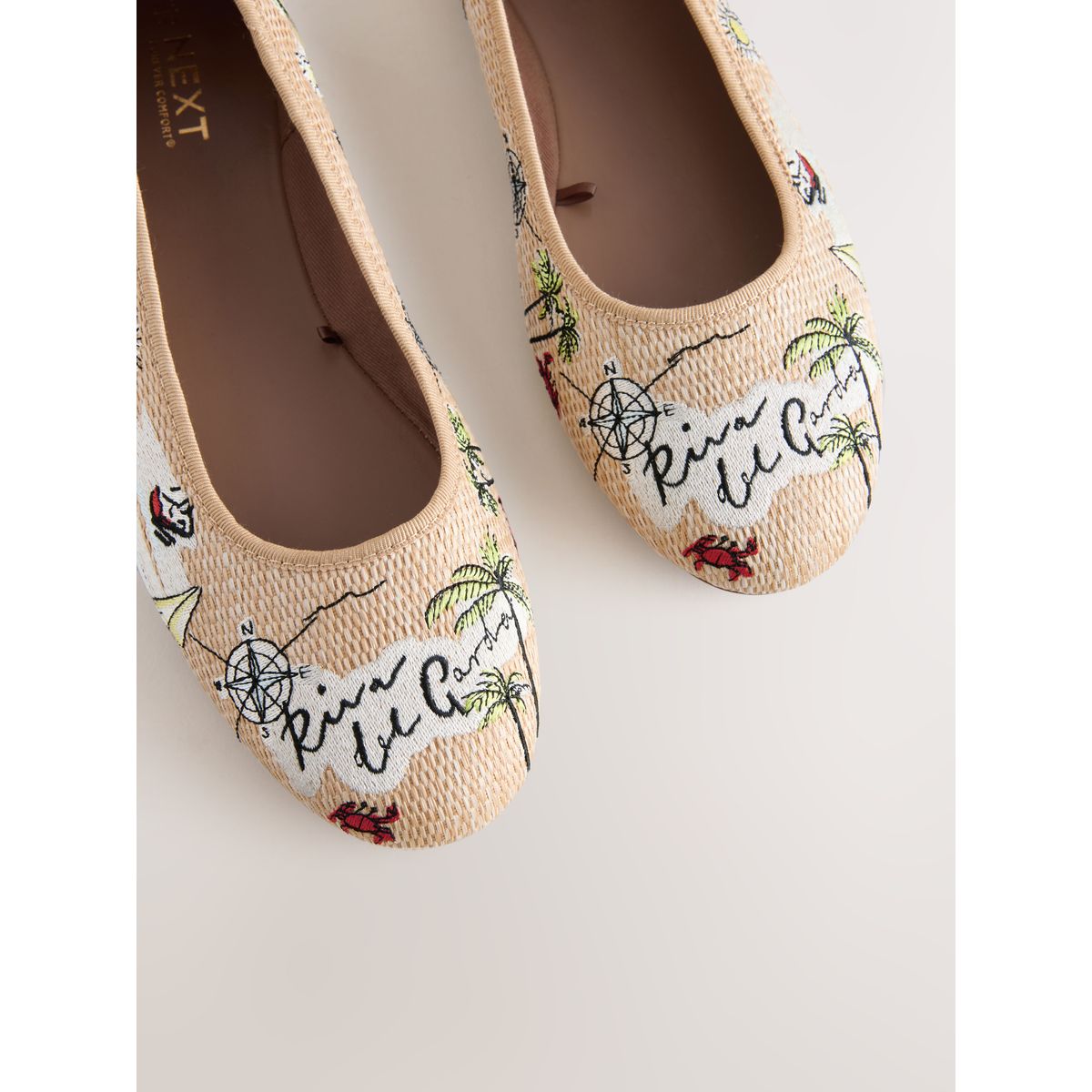Ballerines en raphia brodées forever comfort® multi-couleurs, NEXT