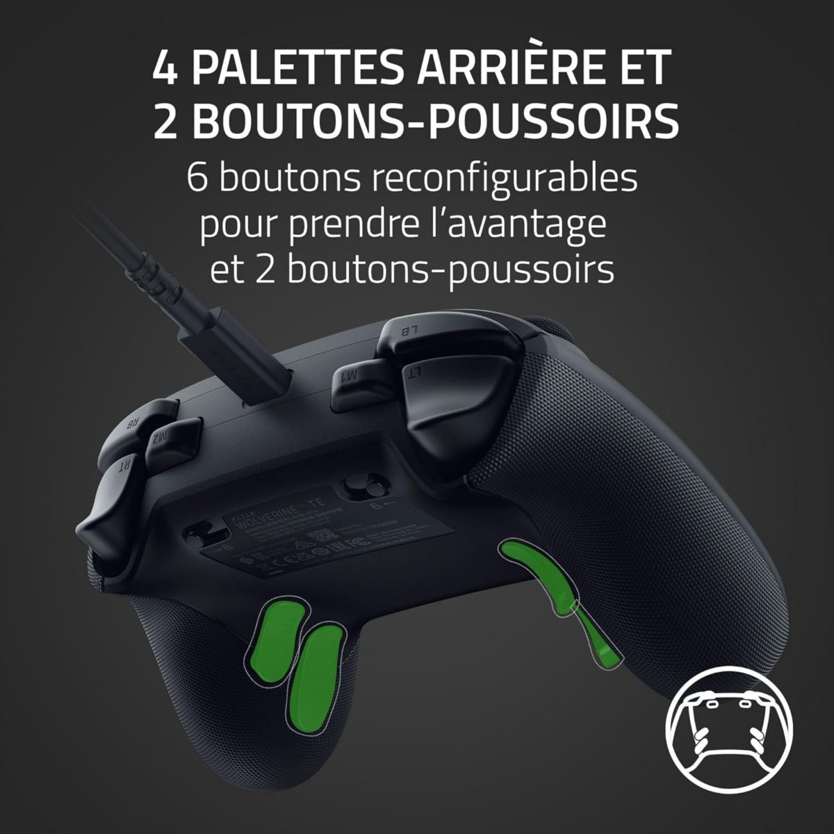 Manette Wolverine V3 Tournament Ed Noir couleur unique, RAZER