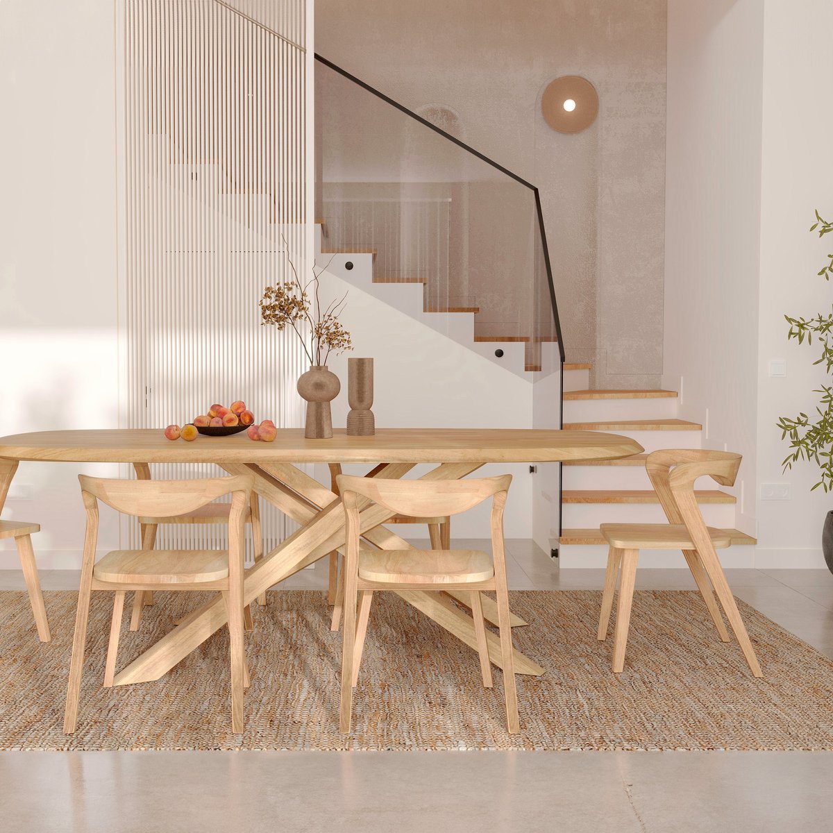 Chaise en bois d'hévéa - VEGA marron clair, MAISON PAVANE