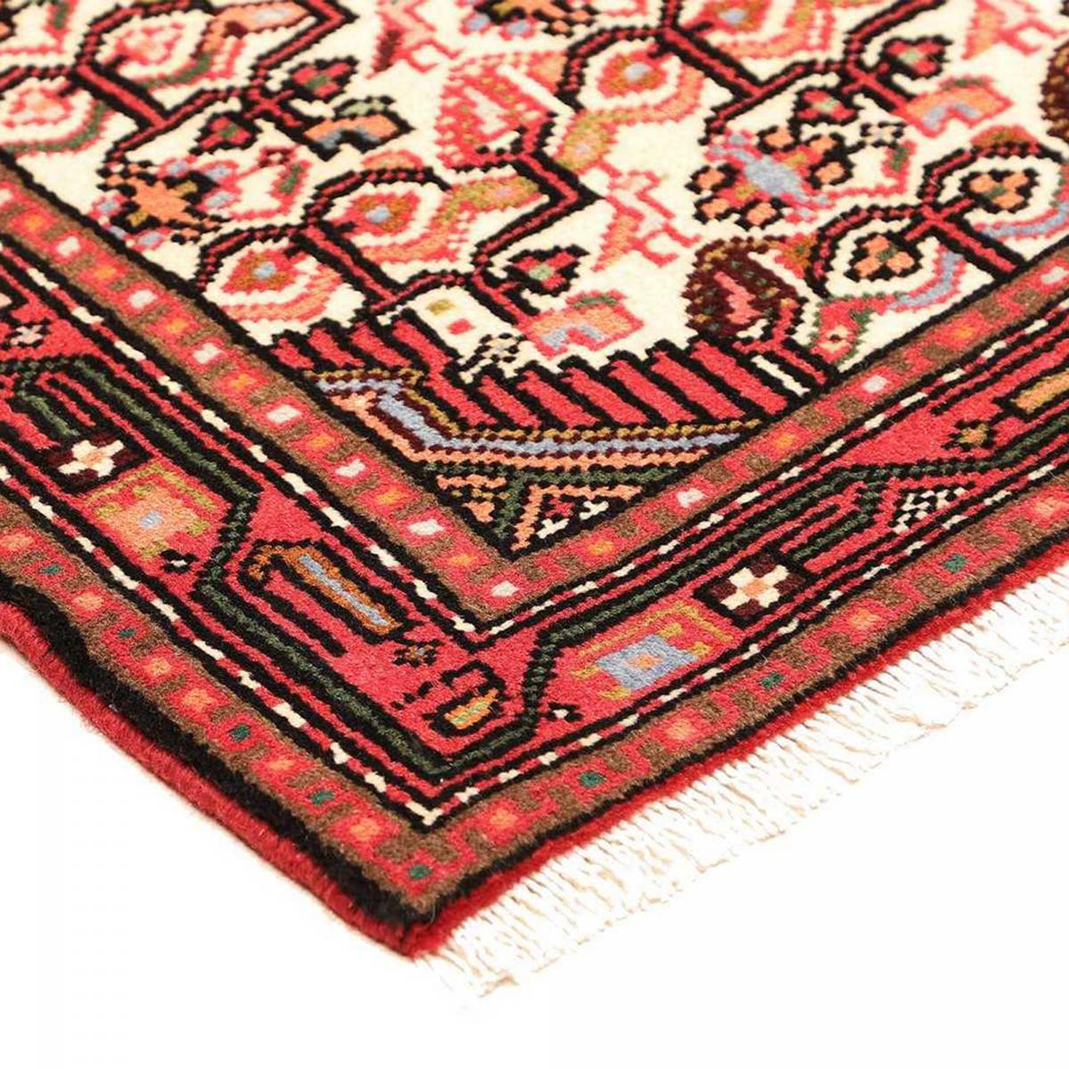Tapis d'orient oriental, noué main en laine, HAMADAN 10 rouge, crème, UN AMOUR DE TAPIS