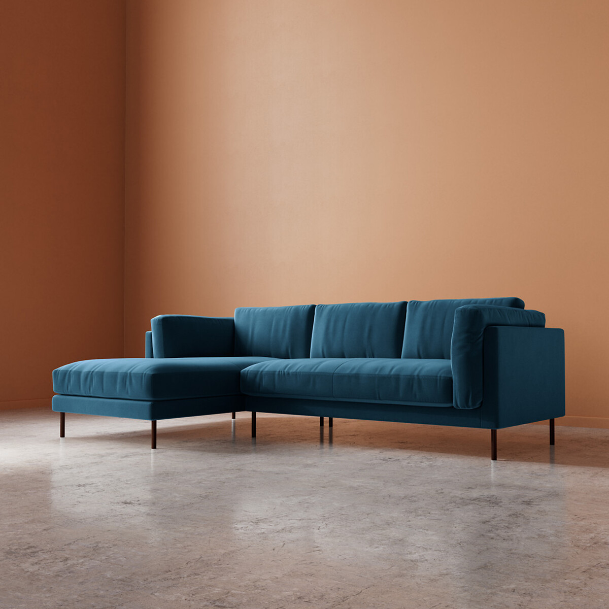 Munich Easy Velvet Corner Chaise Sofa petrol blue, SWOON