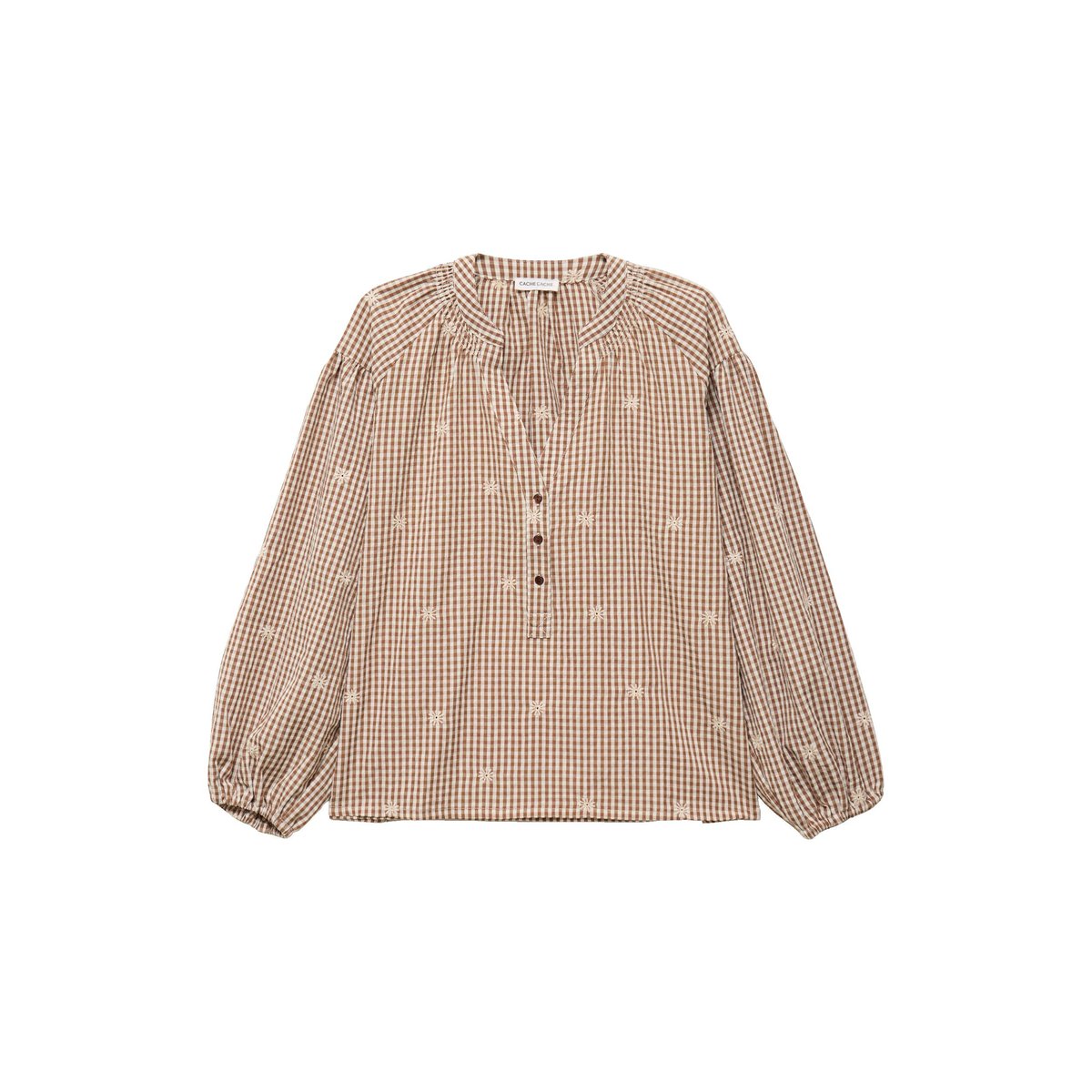 Blouse vichy brodée blanc, CACHE CACHE