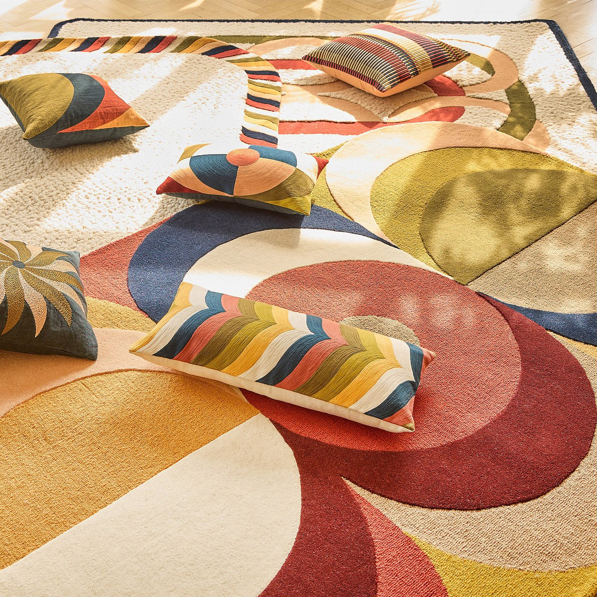 Tapis de salon laine CANDICE beige, multicolore, HABITAT