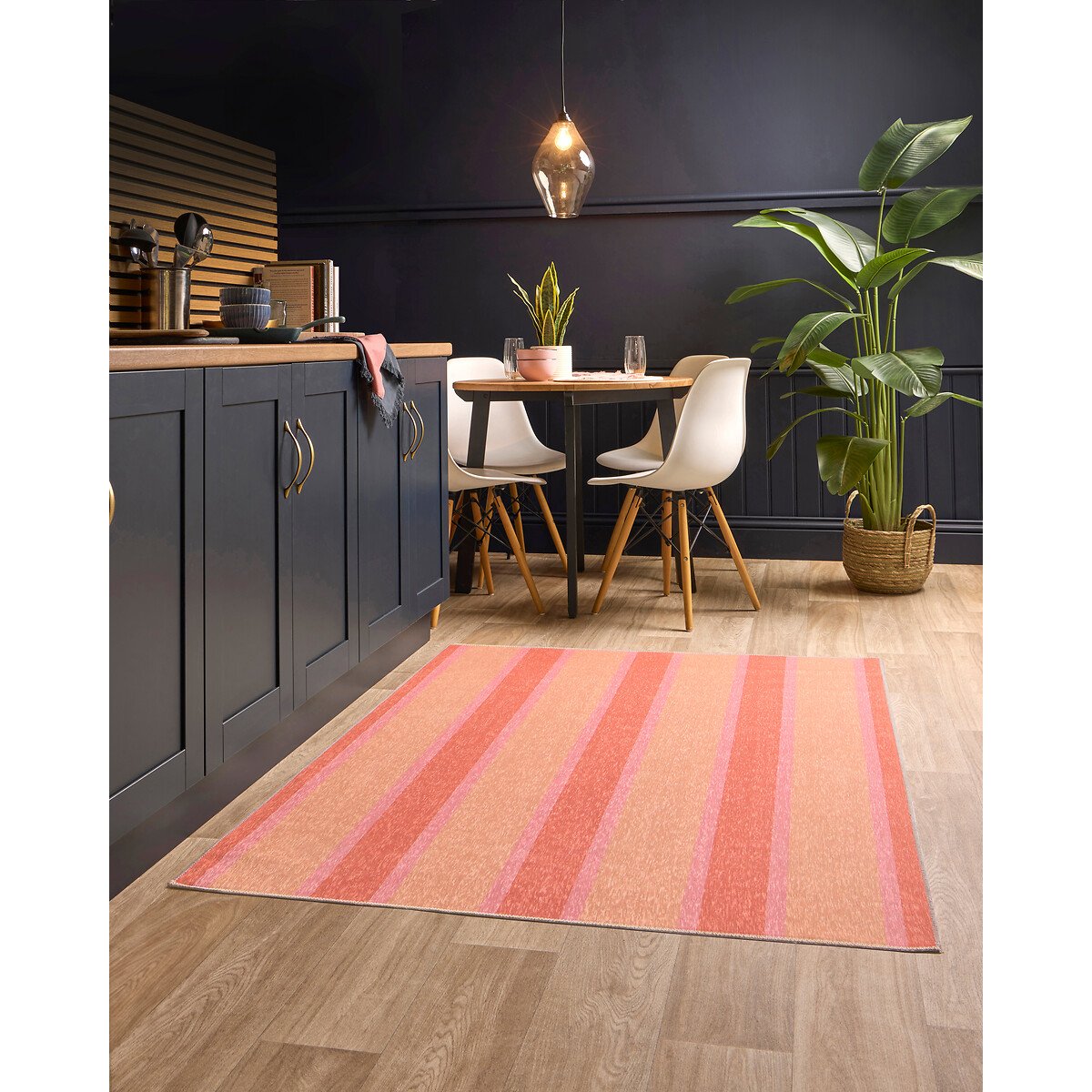 Sorbet Stripe Washable Rug pink, SO'HOME