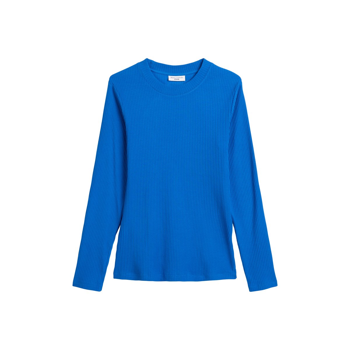 T-shirt long slim en jersey côtelé bleu moyen, MARC O’POLO DENIM