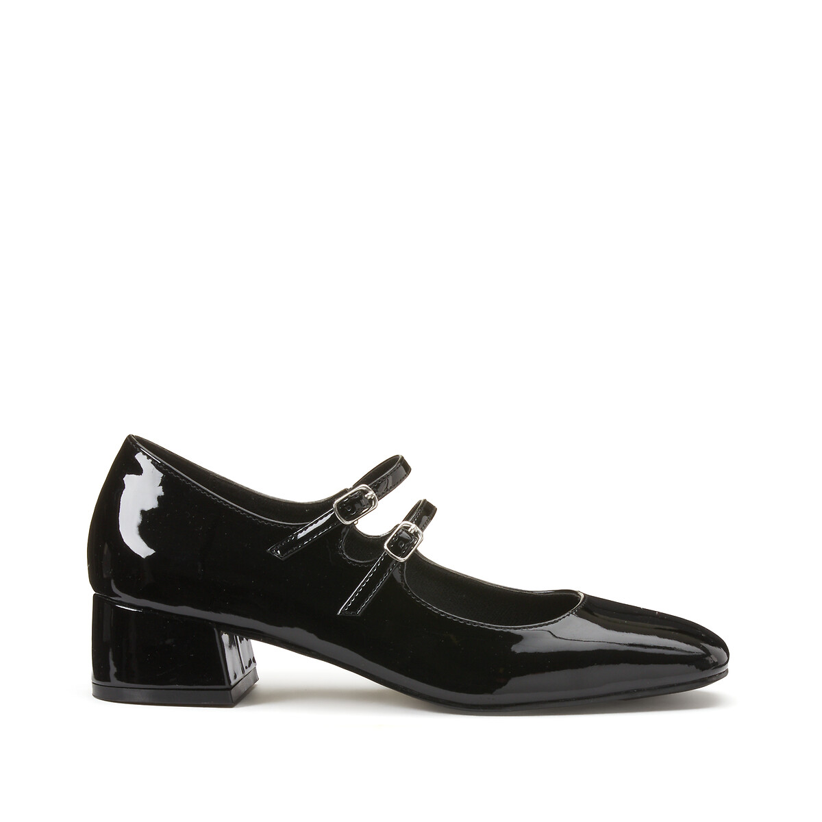 Ballerine baby doppio cinturino, piccolo tacco nero , LA REDOUTE COLLECTIONS