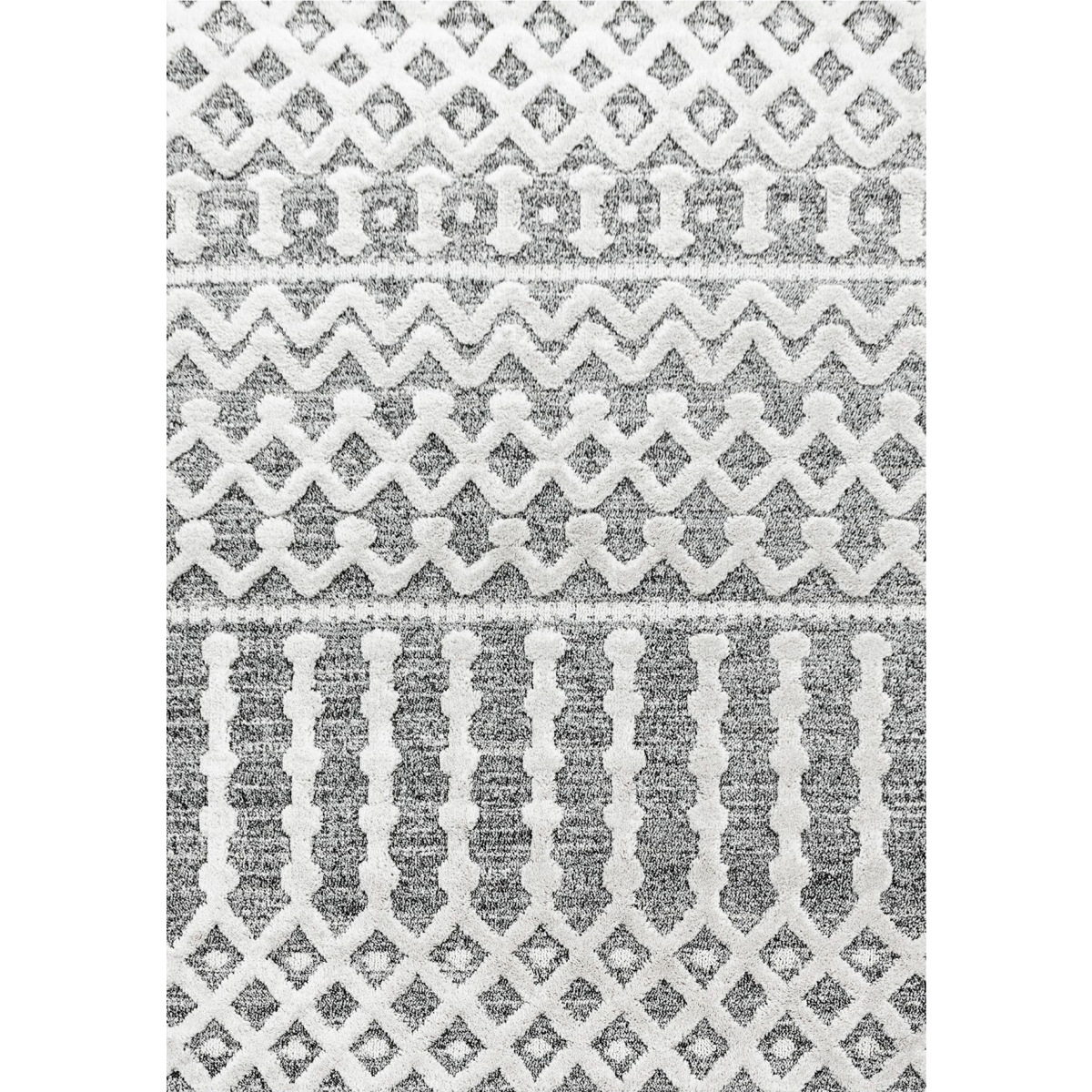 Tapis salon et chambre tissé motif scandinave PISTIOU gris, blanc, UN AMOUR DE TAPIS