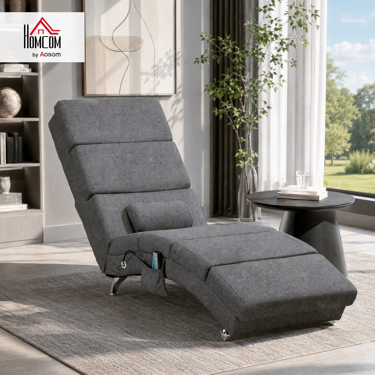 Fauteuil de massage inclinable Tissu effet gris foncé, HOMCOM