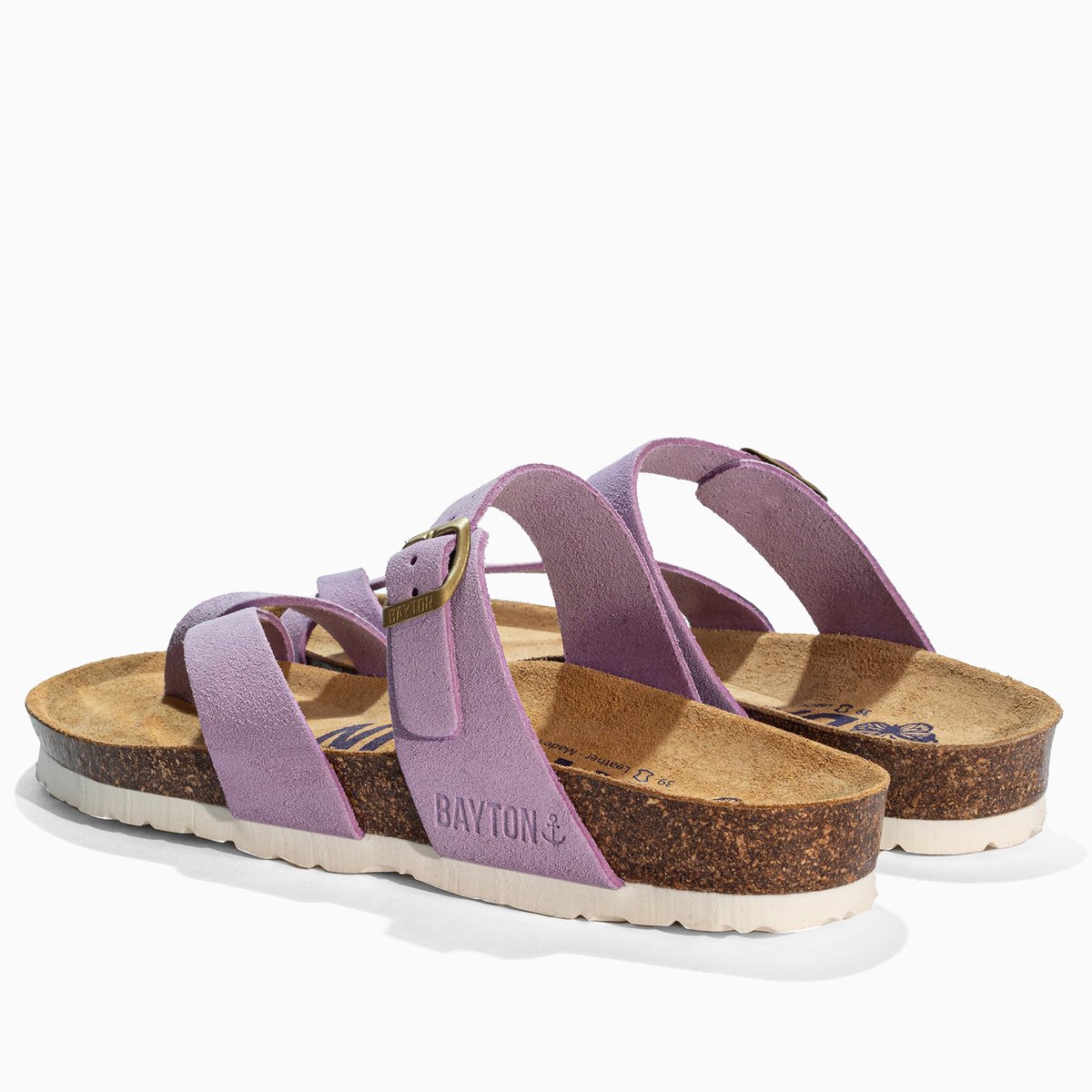 Tongs en cuir suédé DIANE lila, BAYTON