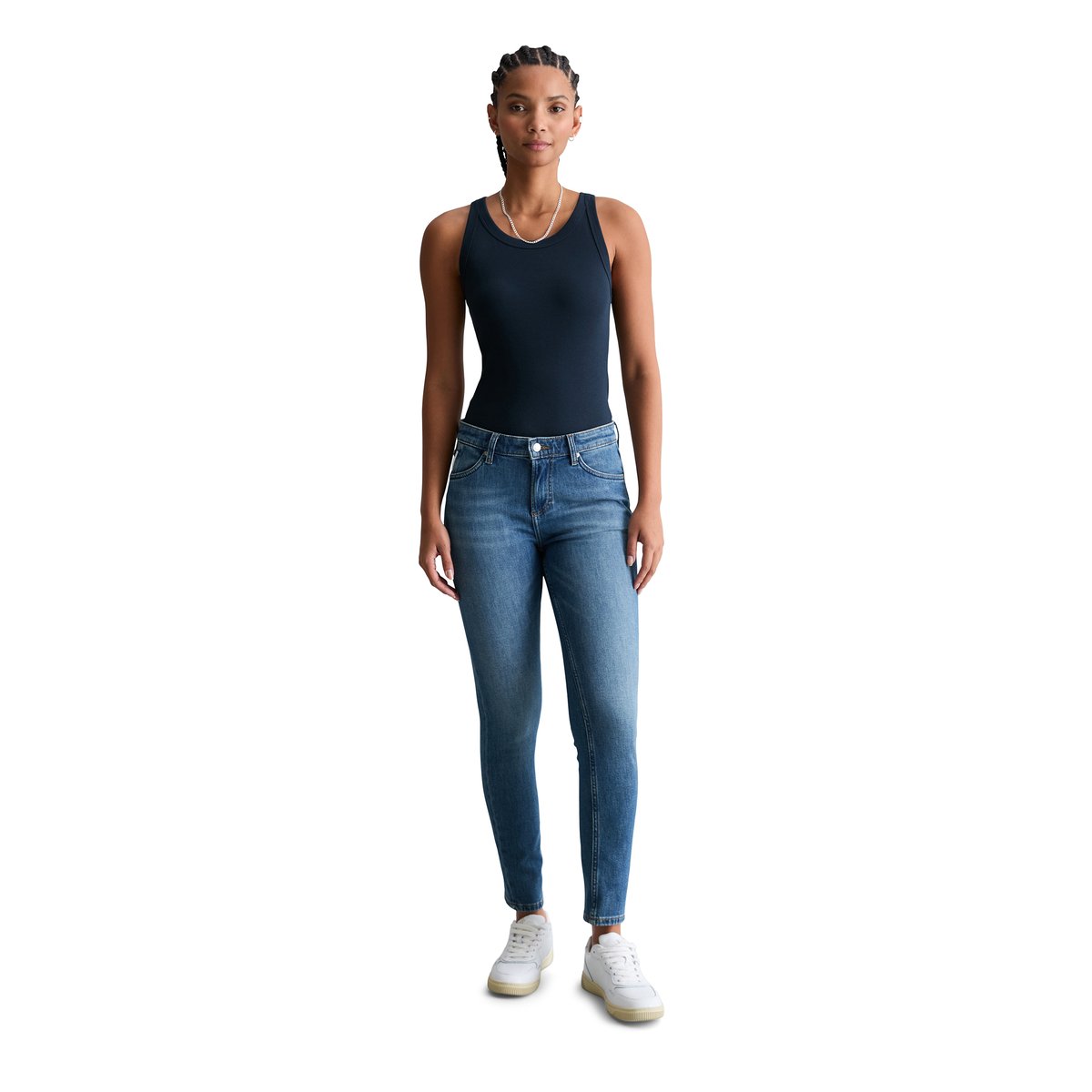 Jeans modèle Kaj skinny cropped en coton bio mélangé bleu moyen, MARC O’POLO DENIM