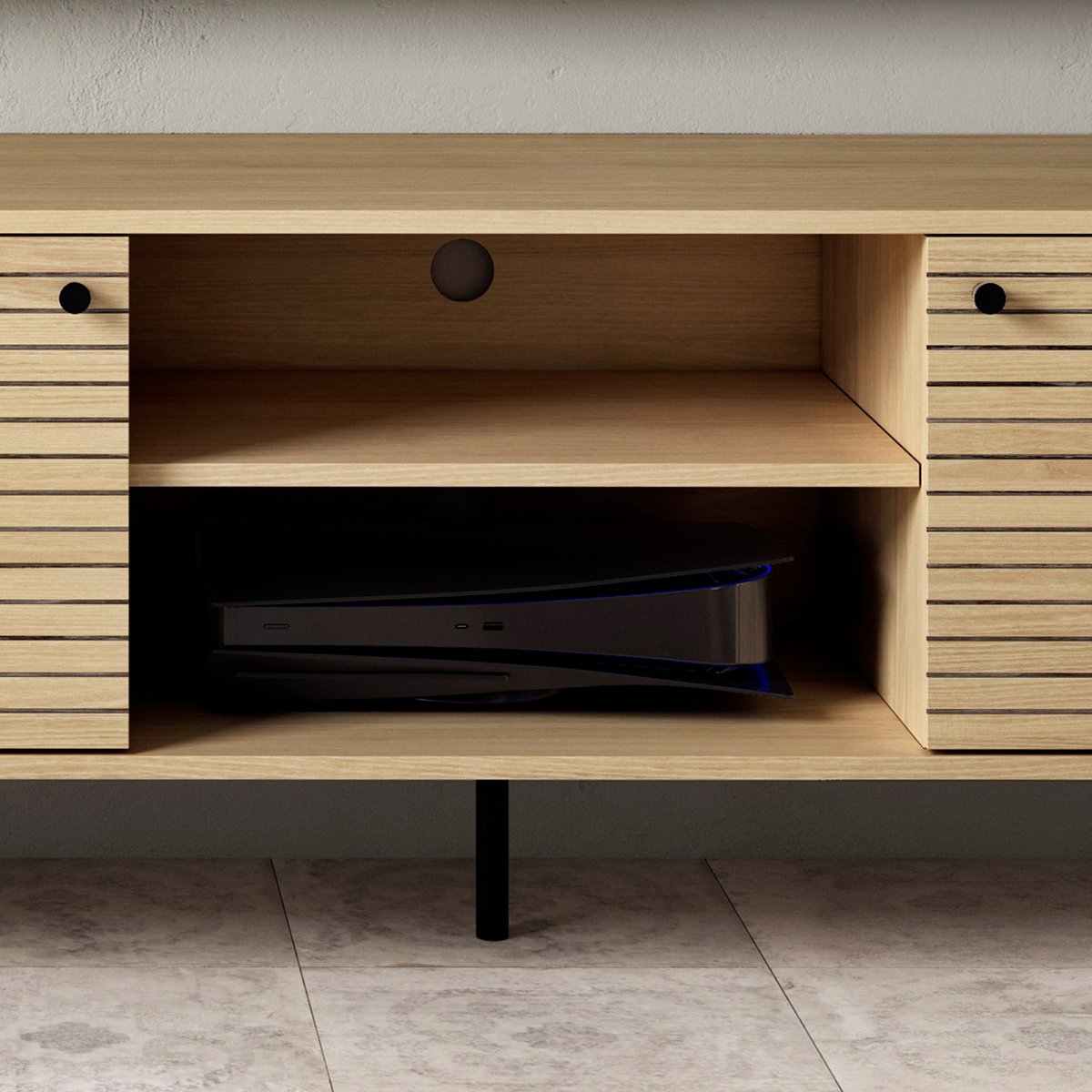 Mueble TV en MDF et métal, NIRA marron, HISPANOHOGAR
