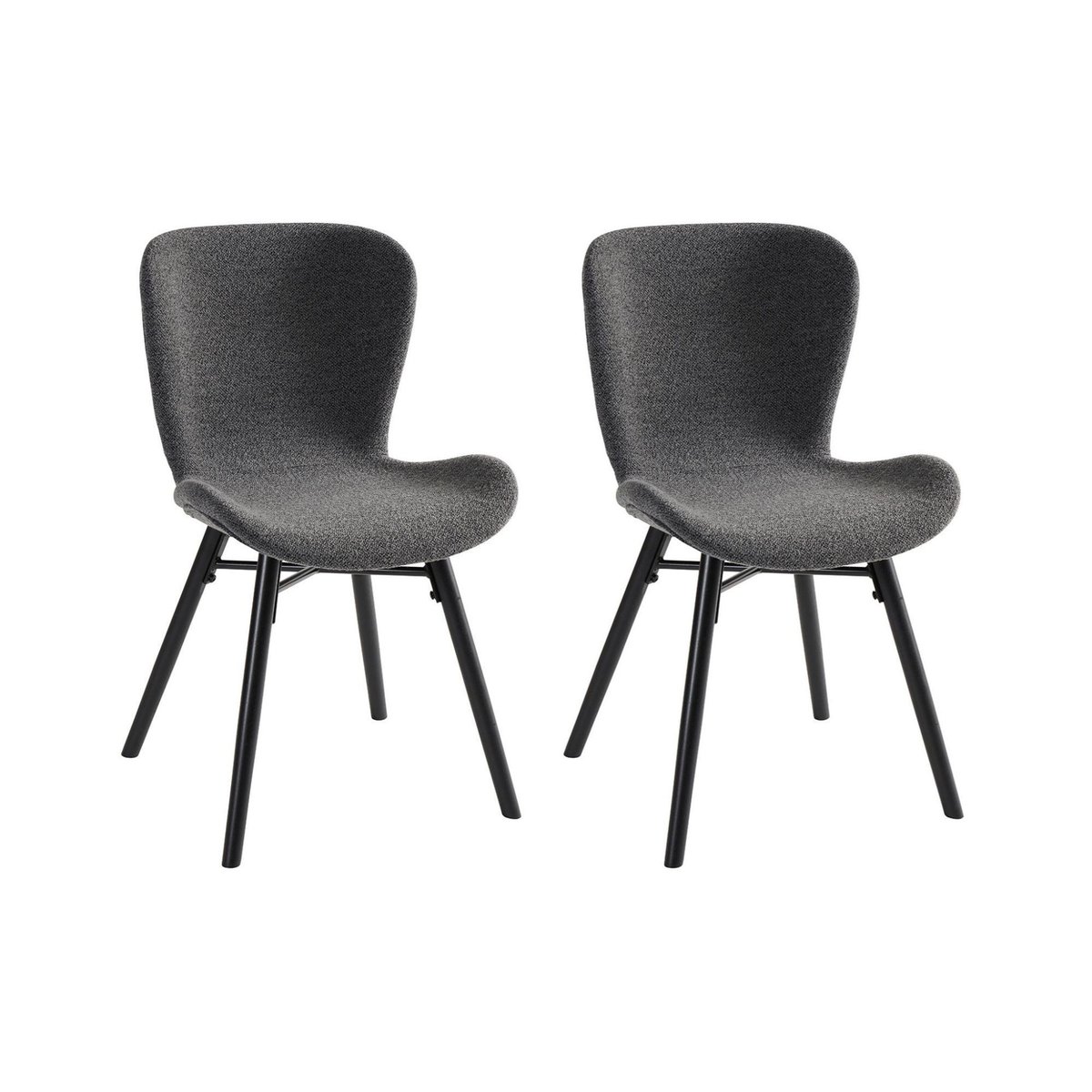 Chaises tissu bouclette gris anthracite et bois chêne (lot de 2) - MATILDA gris, HELLIN, DEPUIS 1862