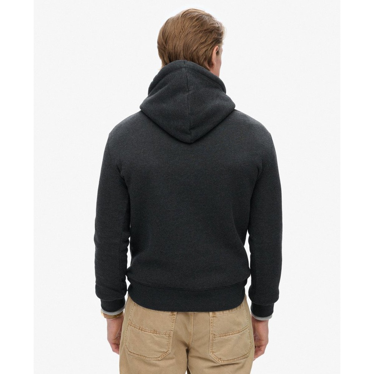 Sweat à capuche classique Vintage Logo noir phantom chiné, SUPERDRY