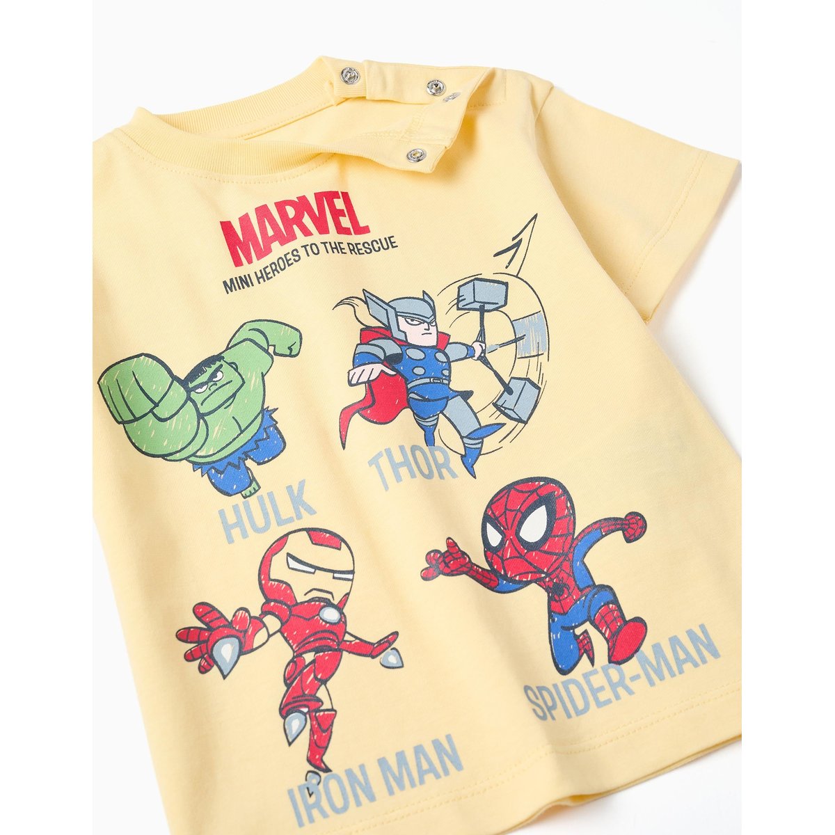 T-shirt en coton avec imprimés Marvel Heroes jaune, ZIPPY