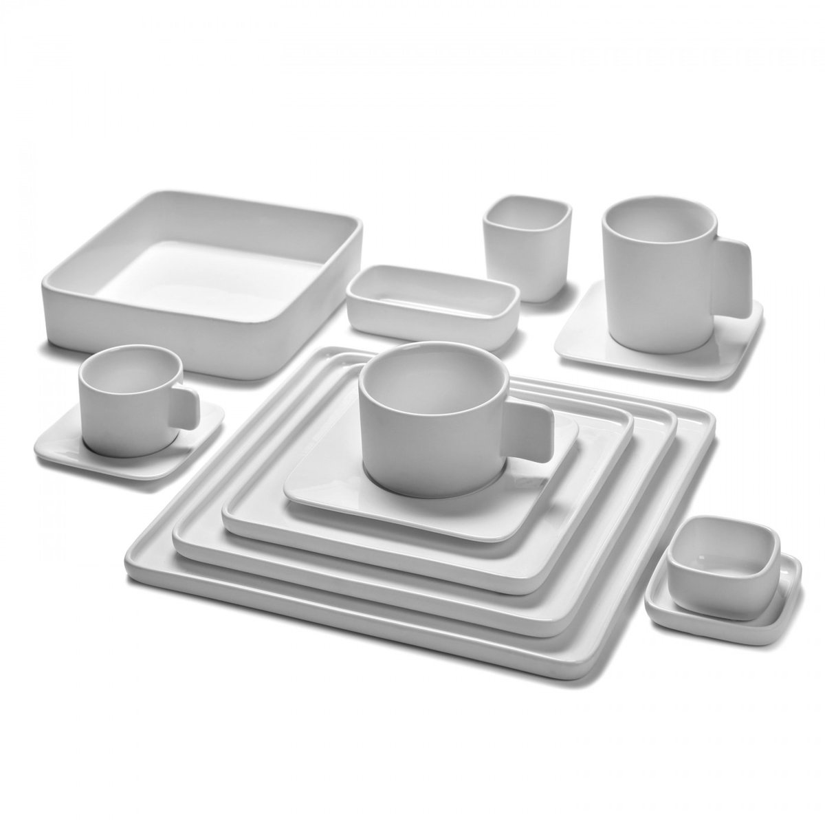 Bol Carré HEII Porcelaine Blanche 18 x 18 x H 4 cm blanc - intérieur émail brillant extérieur mat, SERAX