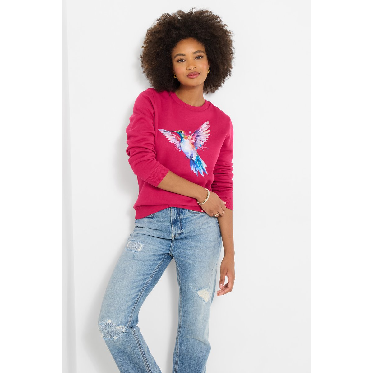 Sweat-shirt à motif colibri rose, JOE BROWNS