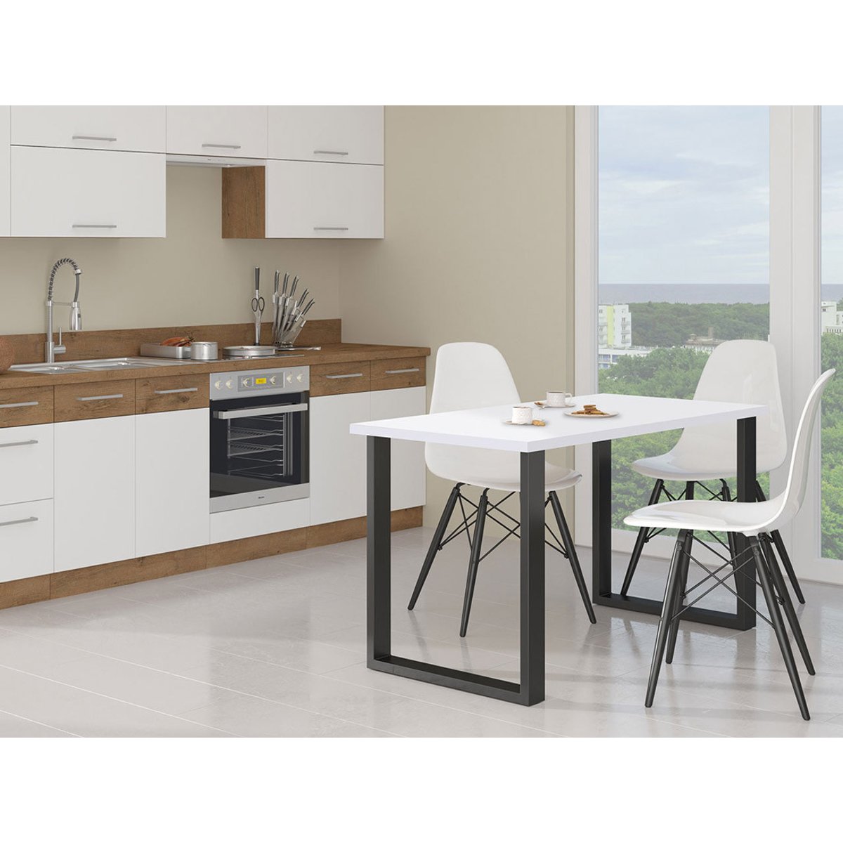 Table à manger 185x67 cm - CARONAL blanc / noir, BEST MOBILIER