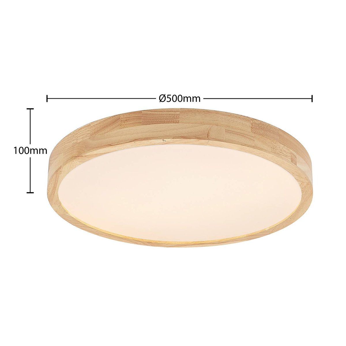 Plafonnier en bois moderneLED, Lanira bois clair, blanc, LINDBY
